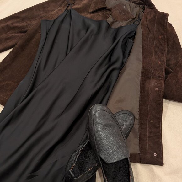 Brown Suede Leather Fall Coat - Women's sz M - Picture 7 of 14